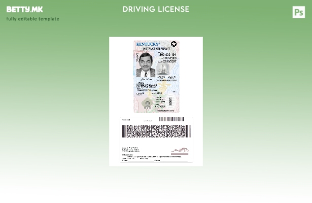 модерен стил на САД Кентаки возачка дозвола под шаблон